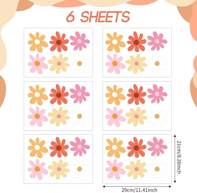 BBTO Daisy Wall Decal Flower Vinyl Wall Floral Decals Peel and Stick Daisy Stickers for Kids Nursery Art Bedroom Living Room(Pink, White, Orange) - Image 2